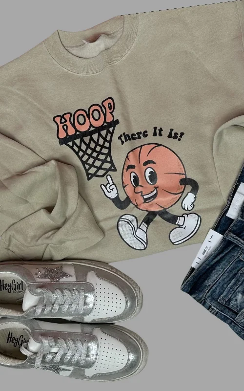 Weekend Extravaganza: Shop Now Vintage Print Hoop There It Is Graphic Sweatshirt | FINAL SALE