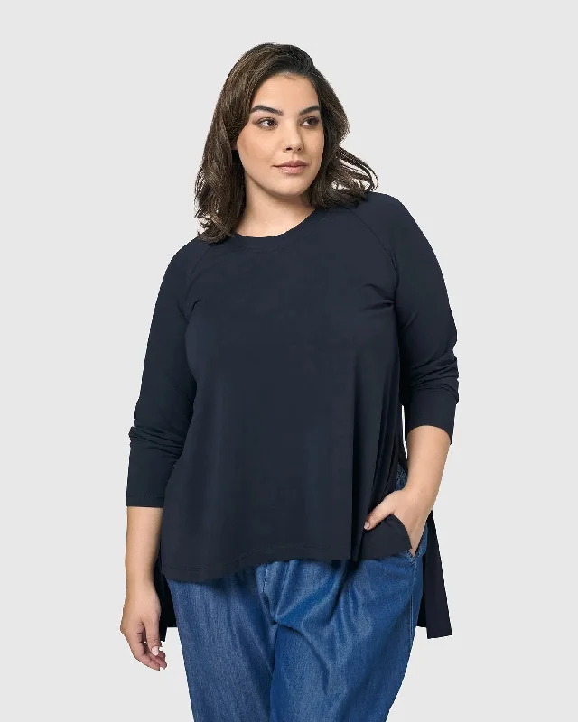 Limited Time Offer Essential Hi-Lo Top, Navy