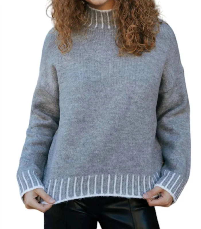 Discount Extravaganza Stitched Sweater In Charcoal