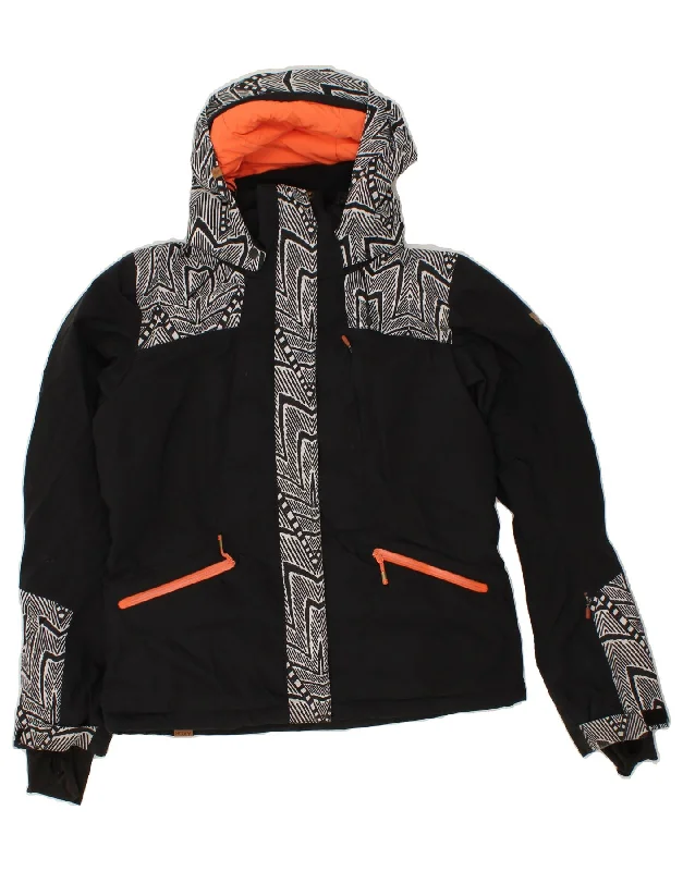 Closeout Sale ROXY Womens Abstract Pattern Windbreaker Jacket UK 16 Large Black