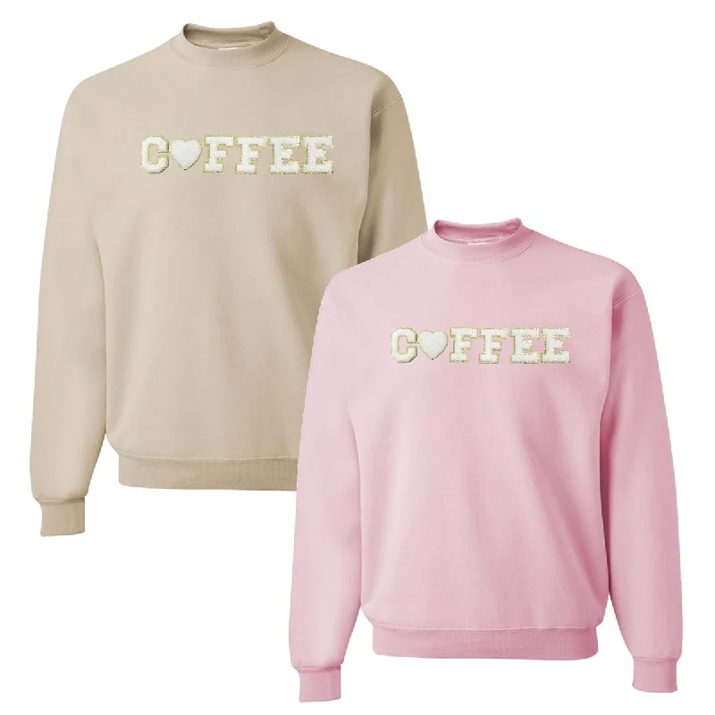 Unmissable Offer Coffee Heart Letter Patch Crewneck Sweatshirt