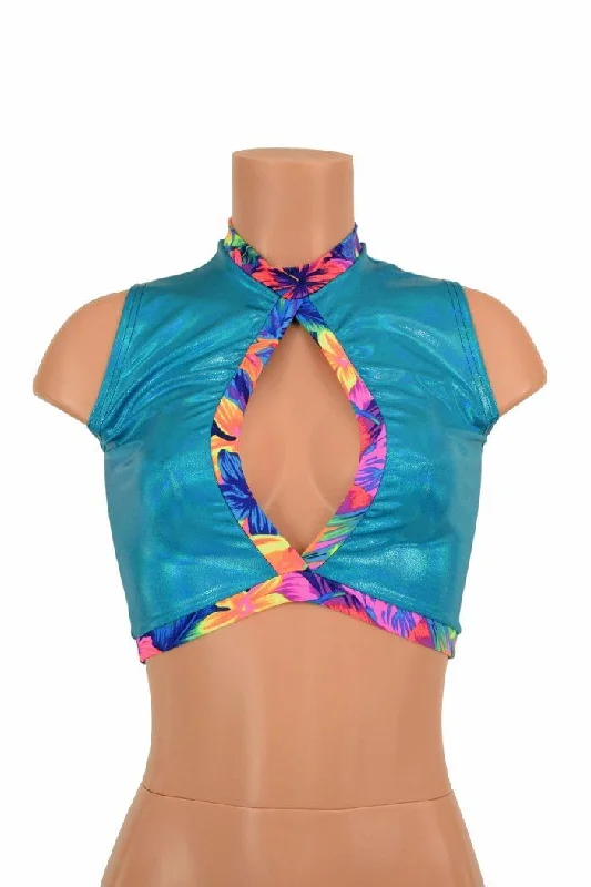 Lowest Price Sleeveless Keyhole Top in Peacock