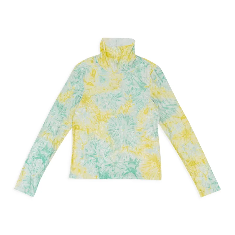 Weekend Savings Bonanza CALLIPYGIAN TEXTURED TIE DYE YELLOW BLUE TURTLENECK