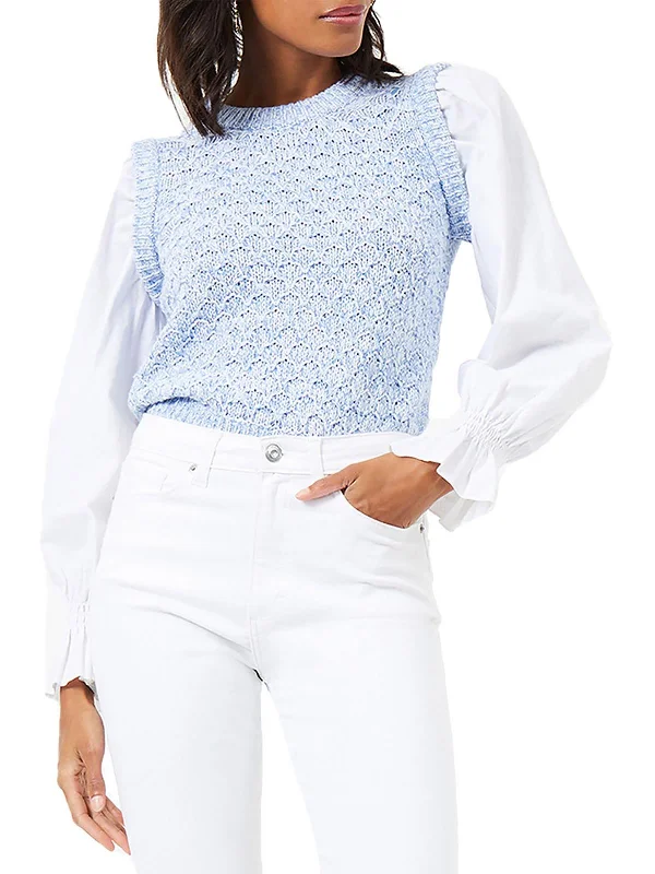 Closeout Womens Cotton Bend Layered Pullover Sweater