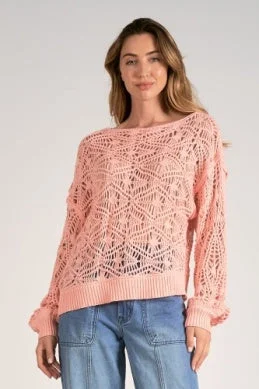 Stock Clearance ELAN #SW10437 pink cotton sweater