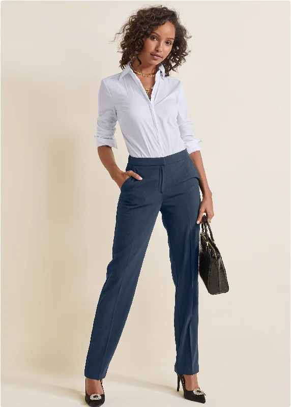 Midnight Madness High-Rise Straight Trousers - Navy