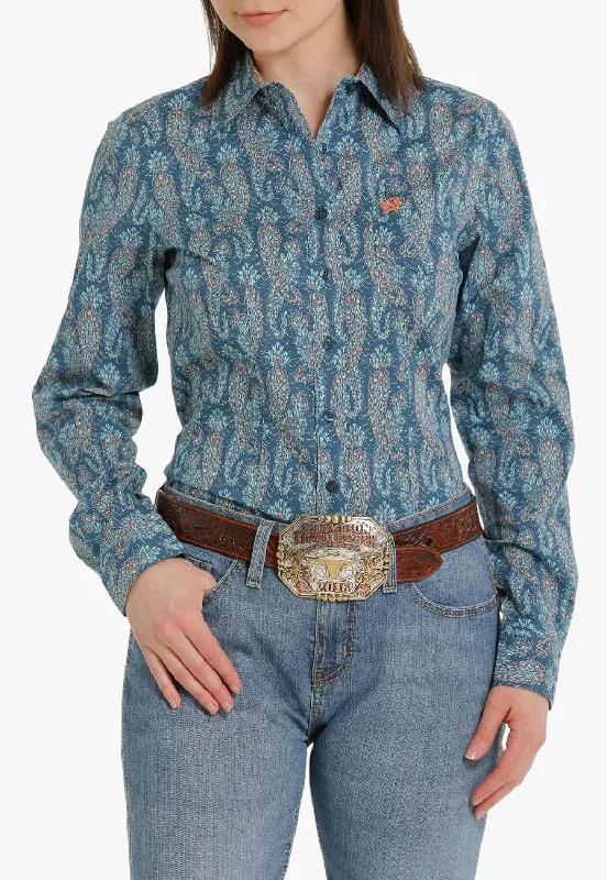 Buy Now Cinch Womens Paisley Print Button Down Long Sleeve Shirt