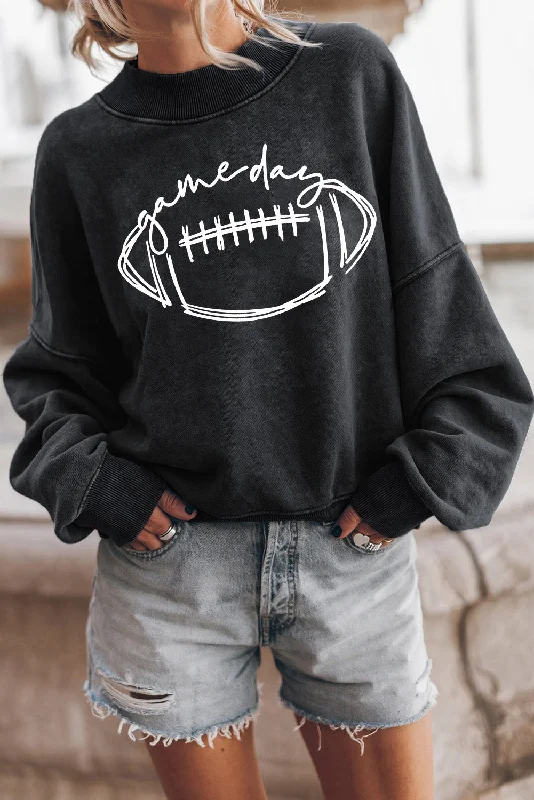 Don't Delay Black Rugby Game Day Graphic Pullover Sweatshirt