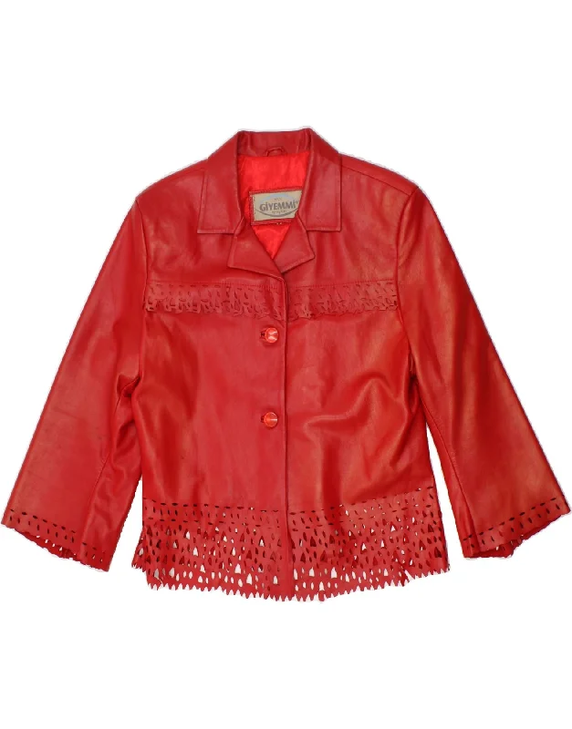 New Markdowns VINTAGE Womens 3/4 Sleeve Leather Jacket UK 8 Small Red Leather