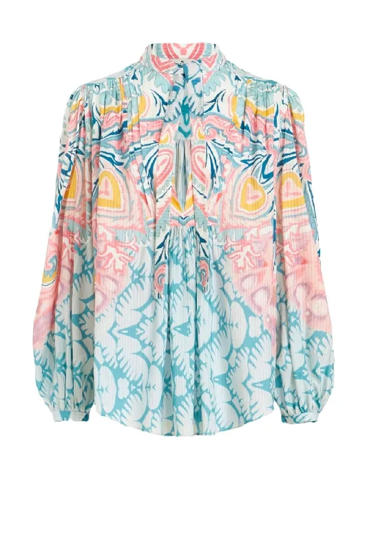 While Supplies Last Etro Sunburst Paisley Print Blouse - Light Blue