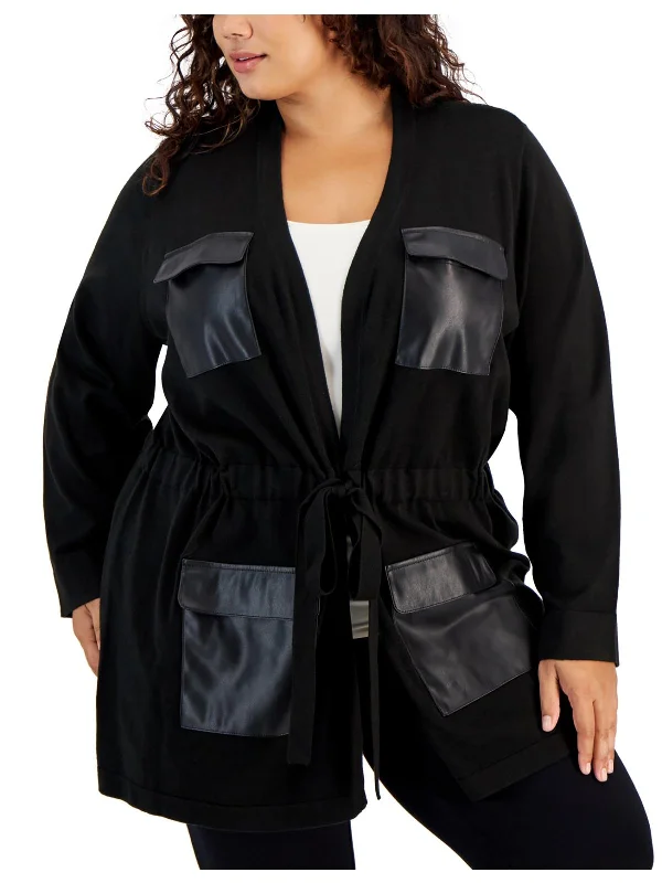 Weekend Deals That Wow Plus Womens Faux Leather Trim Jacket Cardigan Sweater