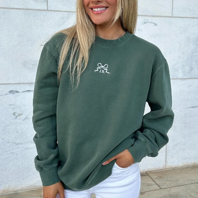 Overstock Sale Initialed 'Tiny Bow' Cozy Crew