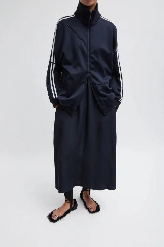Steal Deal Tibi Active Knit Zipper Detailed Track Jacket - Navy