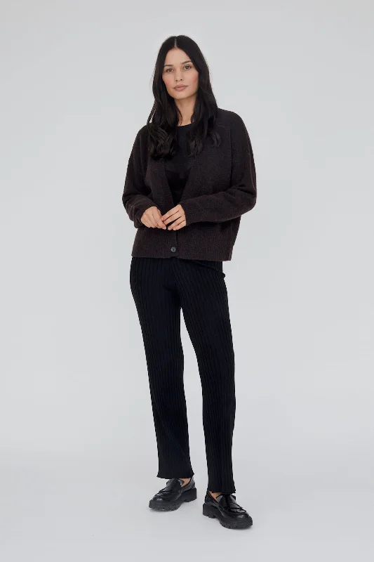 Price Rollback Claudine Deep V-Neck Cardigan - Chocolate Plum