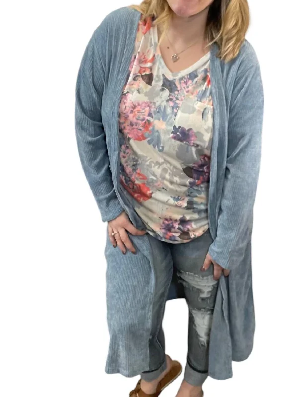 Closeout Chenille Duster In Denim Blue