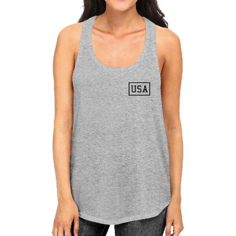Flash Sale Mini USA Simple Graphic Racerback Tank Top For Women Fourth Of July