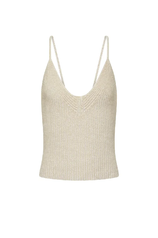 Hurry In Joseph Cardigan Stitch Knit Top - Chai