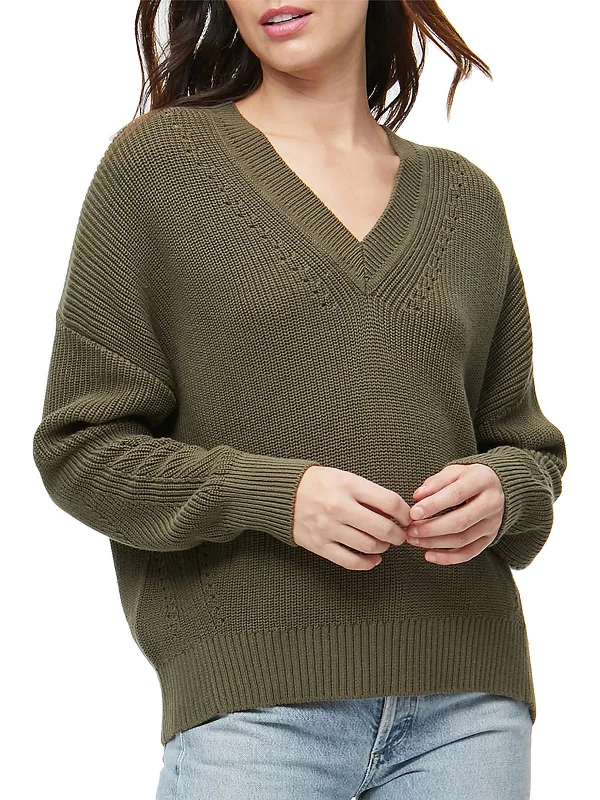 Great Bargain Joss Womens V-Neck Pointelle Pullover Sweater