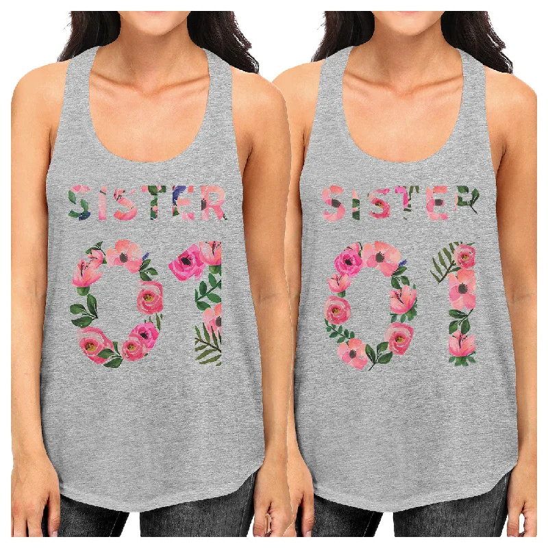 Shop and Save Sister 01 BFF Matching Grey Tank Tops