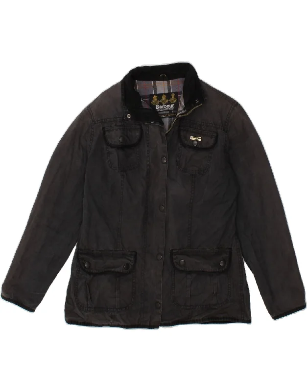 Weekend-Only Price Drops BARBOUR Womens Waxed Cotton Jacket UK 14 Large Grey Cotton