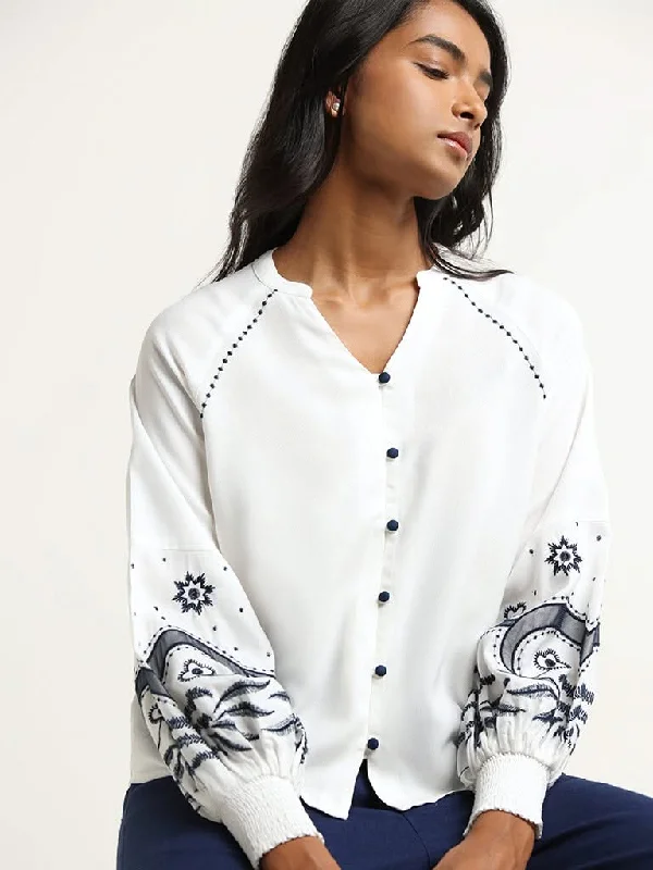 Early Bird Discount LOV White Bohemian Embroidered Top