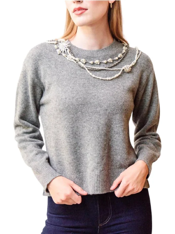 Midnight Sale Lilliana Pullover Sweater In Grey