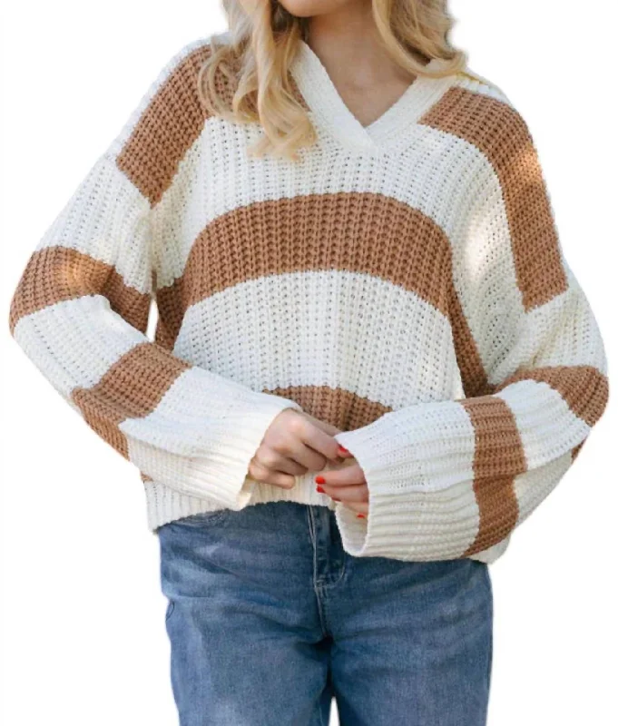 Bonus Savings Stripe Sweater In Camel