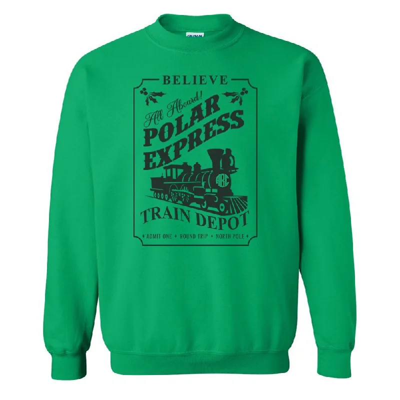 Huge Discounts Monogrammed 'Polar Express Train Depot' Crewneck Sweatshirt