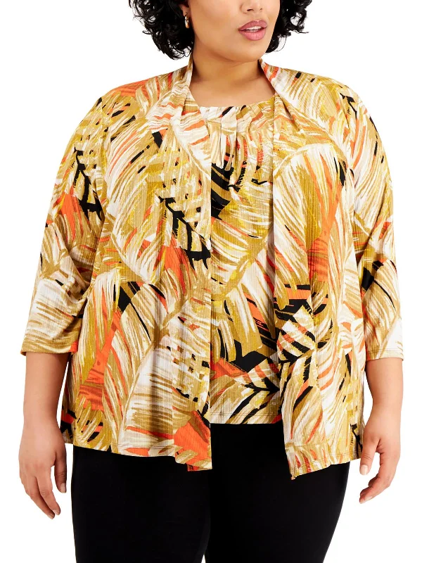 Overstock Plus Womens Office Open Front Cardigan Sweater