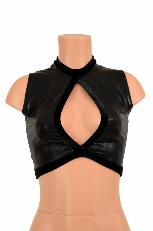 Top Pick Sleeveless Keyhole Top in Black Mystique