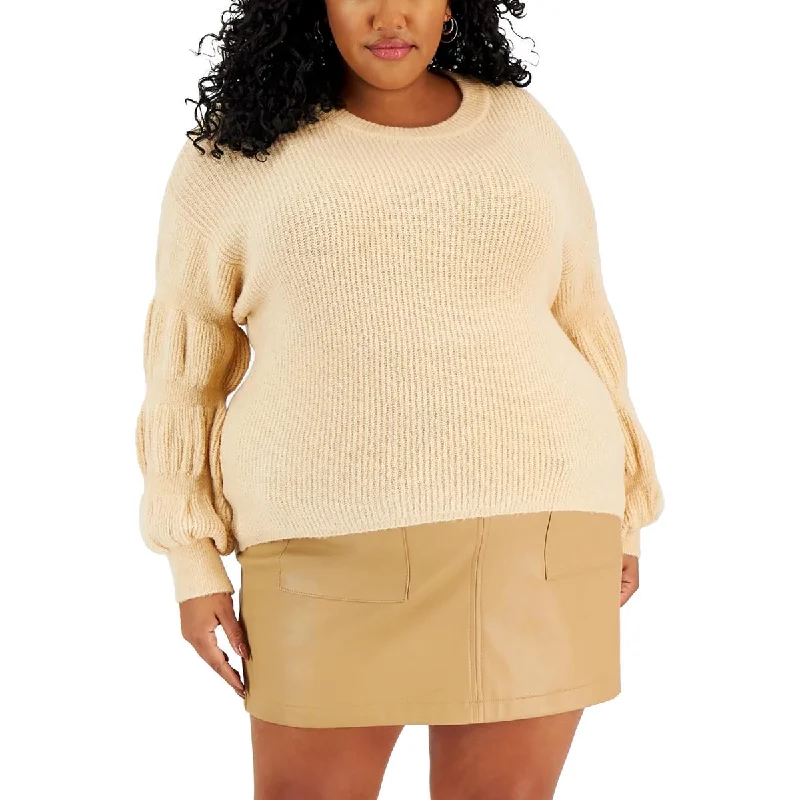 Limited Stock Plus Womens Knit Puff Sleeve Pullover Sweater