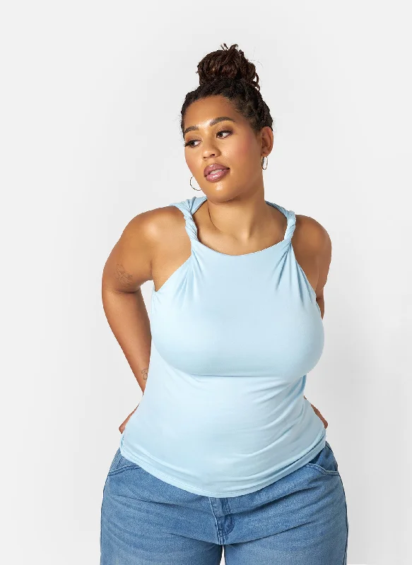 Amazing Value Aria Knotted Strap Top - Light Blue