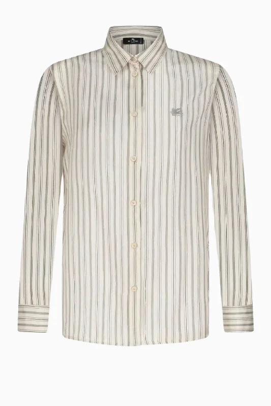 Buy Now Etro Silk Stripe Shirt - White Grey