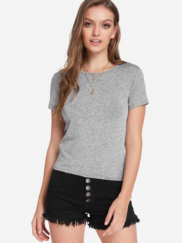 Weekend Offers That Tempt Wholesale Round Neck Plain Short Sleeve Grey T-Shirts