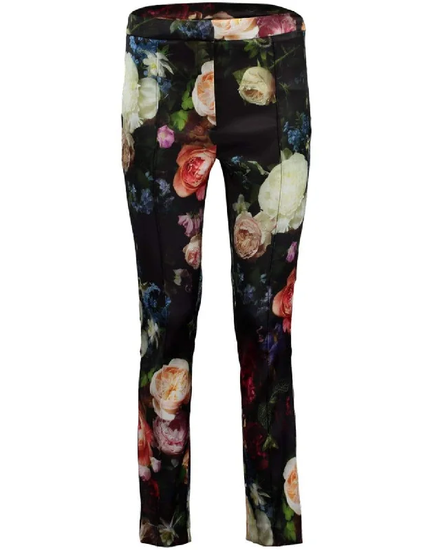 Weekend Deals That Thrill Floral Print Satin Stretch Cigarette Pant