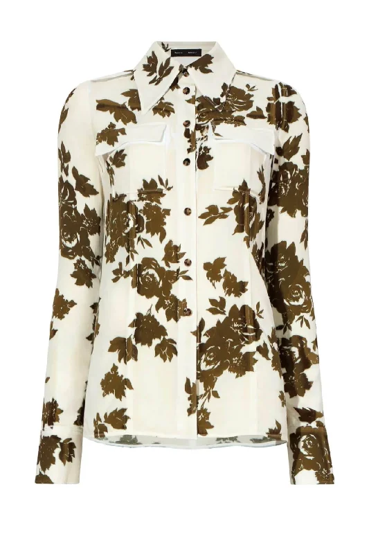Hurry In Proenza Schouler Floral Garment Printed Shirt - Ecru Multi