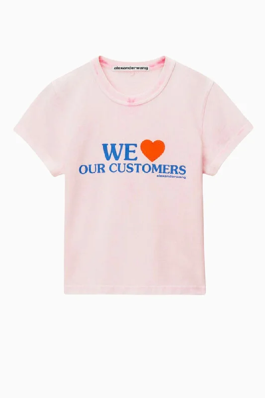 Flash Sale Alexander Wang We Love our Customers Shrunken Tee - Light Pink Bleach