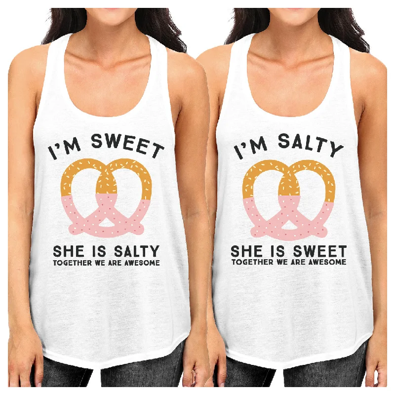 Super Bargain Sweet And Salty BFF Matching White Tank Tops