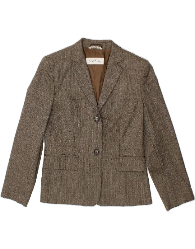 Price Rollback MAX MARA Womens 2 Button Blazer Jacket UK 8 Small Grey Herringbone