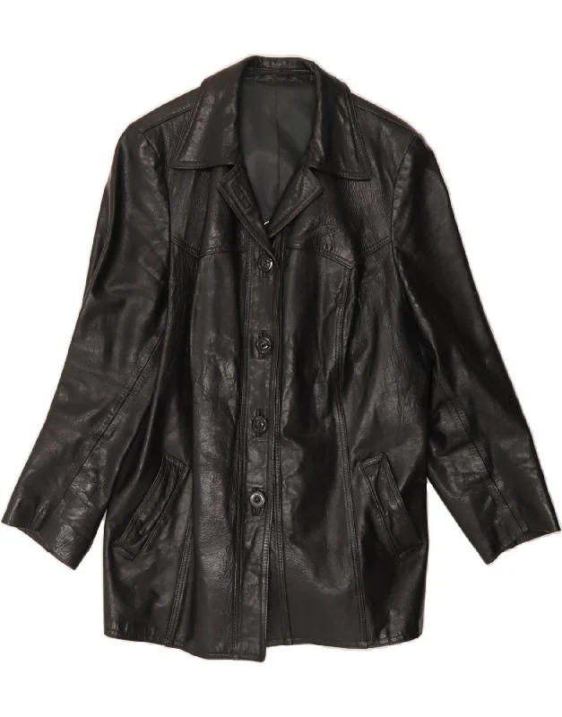 Special Discount VINTAGE Womens Leather Coat UK 16 Large Black