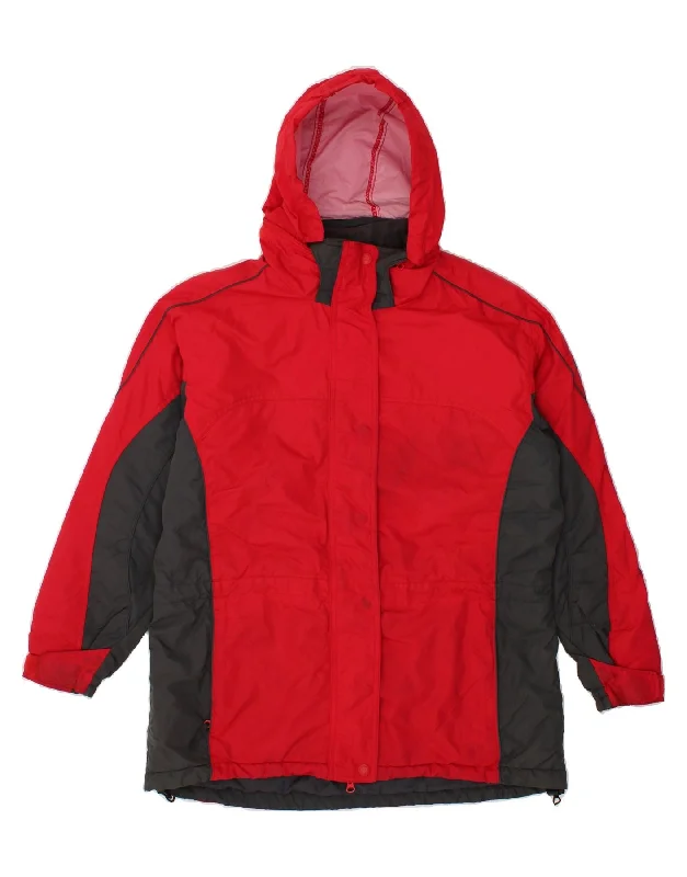 Final Clearance COLUMBIA Womens Hooded Windbreaker Jacket UK 16 Large Red Colourblock