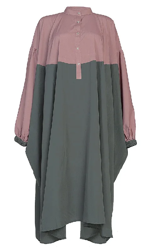 Unwind with Weekend Discounts Women's Basic Rose Dust Contrasted Kaftan Style Tunic