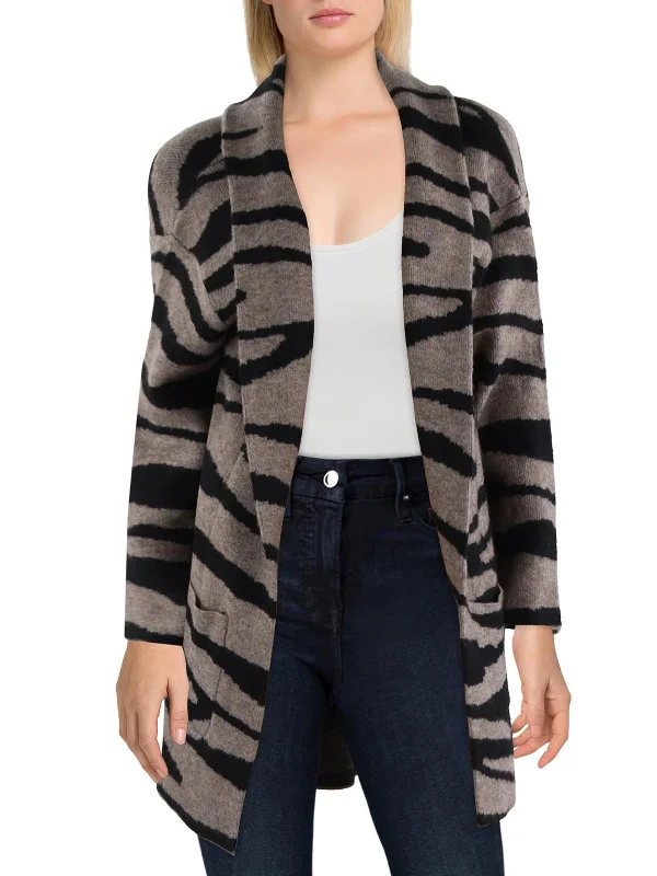 Weekend Savings Fiesta Womens Animal Print Open Front Cardigan Sweater