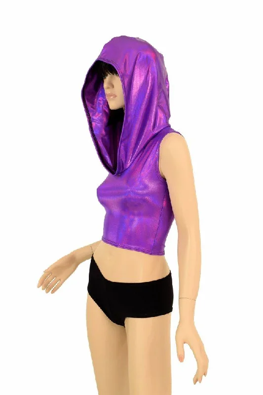 Closeout Grape Purple Crop Hoodie