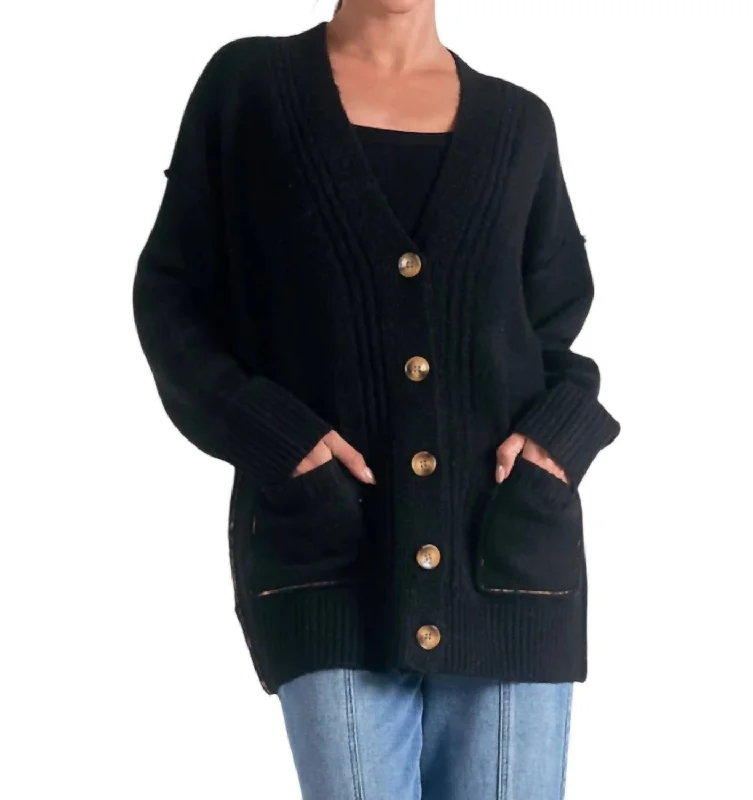 Price Buster Pocket Front Cardigan In Black