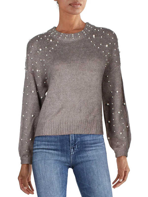 Super Bargain Womens Embellished Balloon Sleeve Pullover Sweater