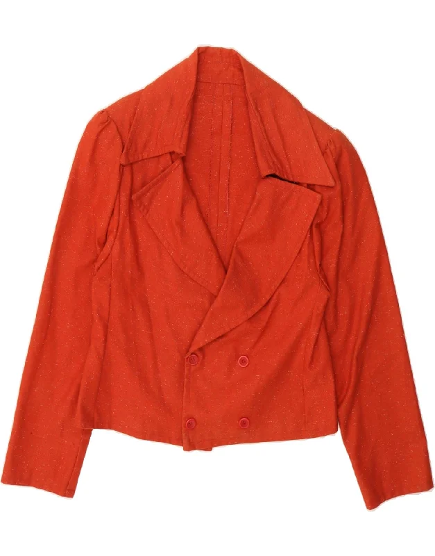 Unmissable Offer VINTAGE Womens Double Breasted Blazer Jacket UK 12 Medium Orange Flecked Unmissable Offer VINTAGE Womens Double Breasted Blazer Jacket UK 12 Medium Orange Flecked