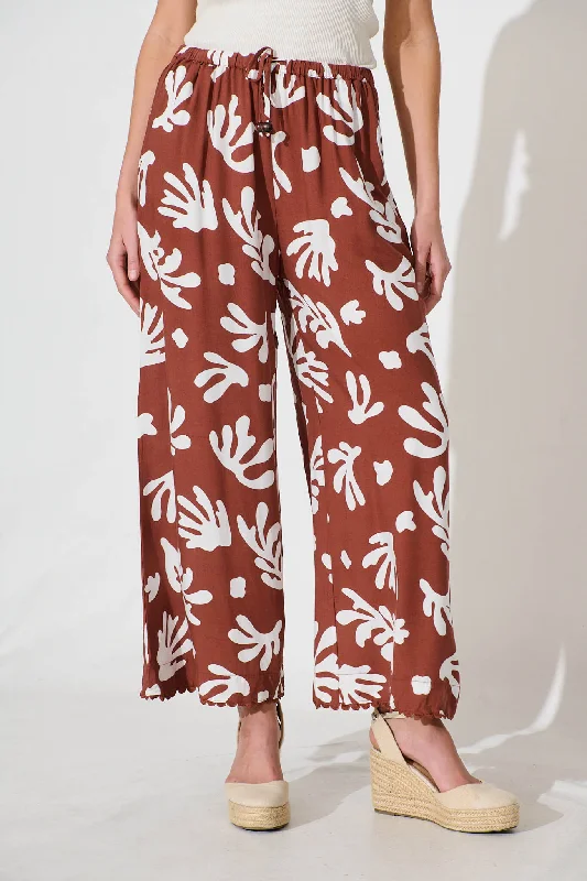 Weekend Discounts to Grab Nero Pant In Chocolate With White Print