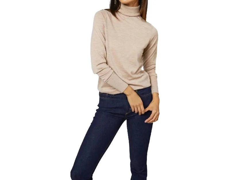 While Supplies Last Alida Turtleneck Sweater In Heather Oatmeal