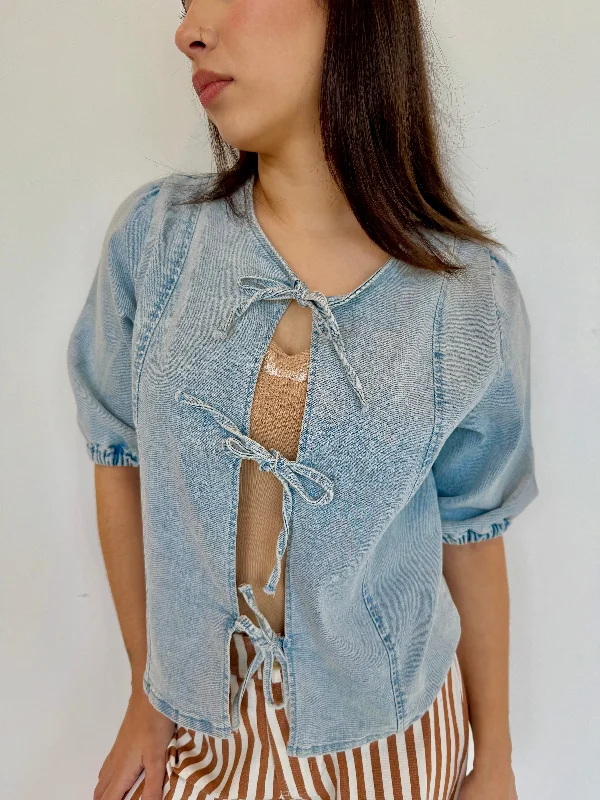 Weekend Deals That Spark Sofia bow denim top